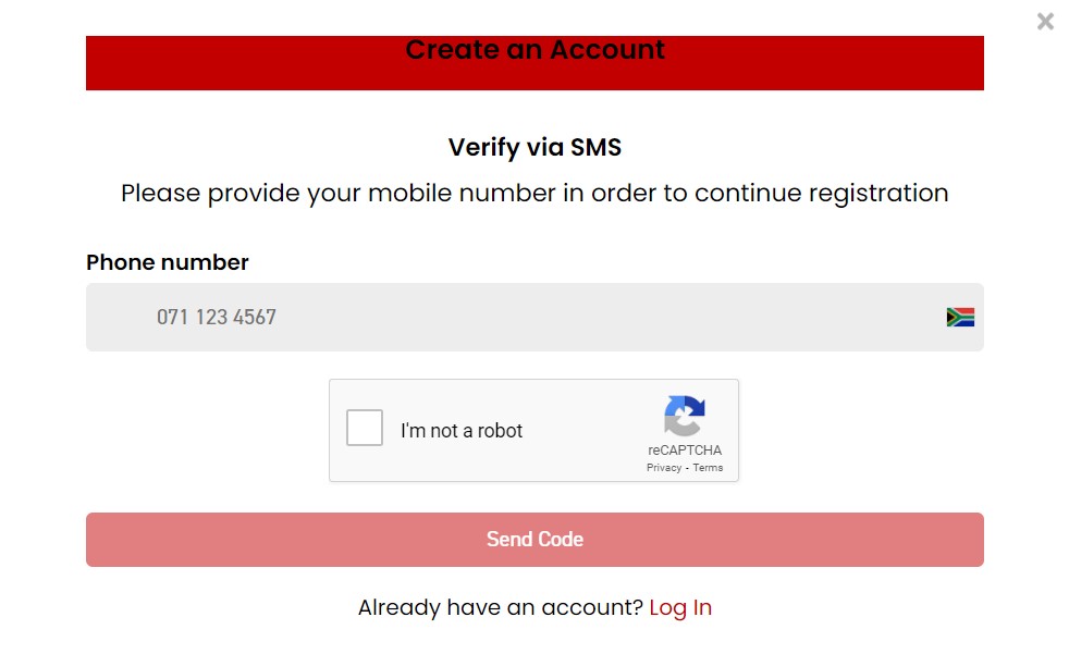 Tic Tac Bets Registration Step 1 Enter Mobile Number South Africa