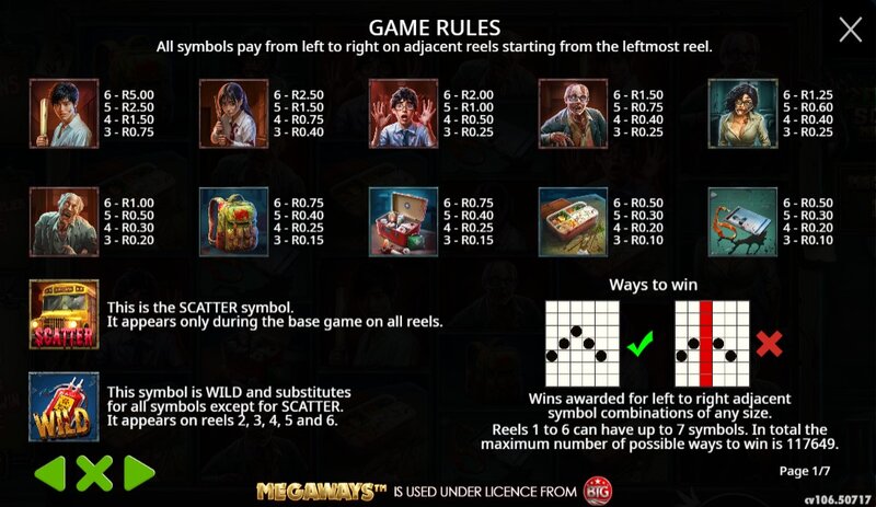 Zombie School Slot Paytable Pragmatic Play