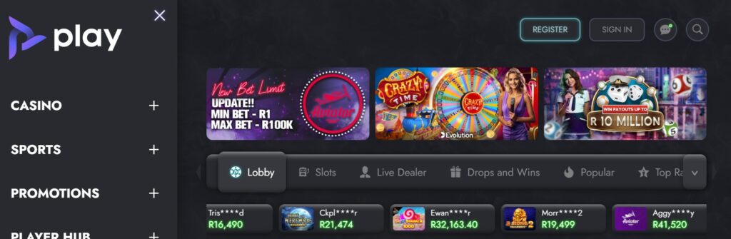 Play Coza Home page