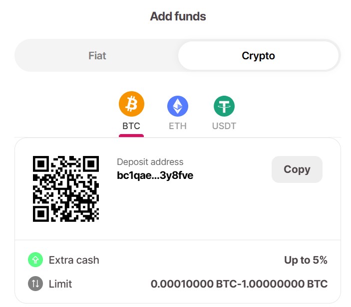 10Bet Crypto Deposit Screen - Bitcoin Ethereum USDT Deposit Options South Africa