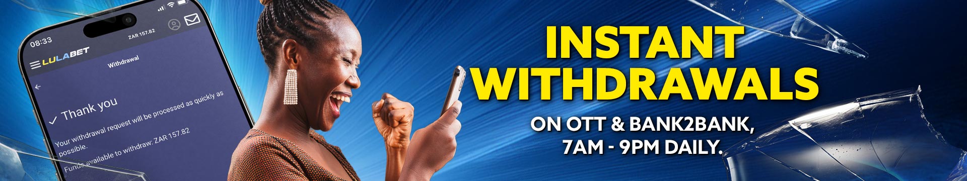 Lulabet Instant Withdrawals via Bank2Bank EFT to South African Bank Accounts