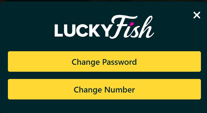 Luckyfish Casino Change Password Screen