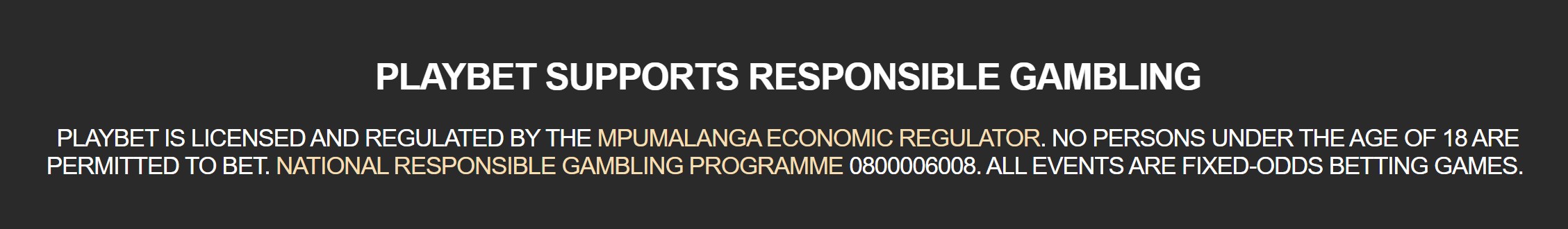 Playbet licence information and MER licence number South Africa