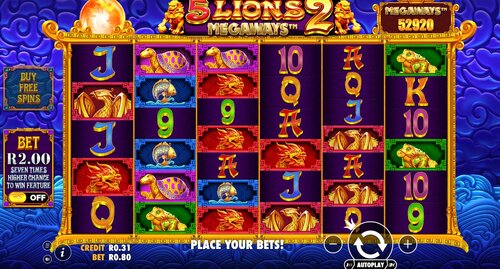 5 Lions Megaways 2 slot home screen South Africa