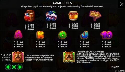 Bear Crazy Pay Table