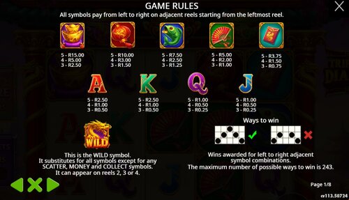 Triple Pot Diamond Pay Table