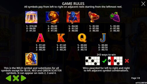 Triple Pot Plinko Hercules Pay Table