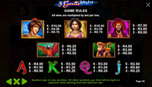 3 Genie Wishes Slot Paytable