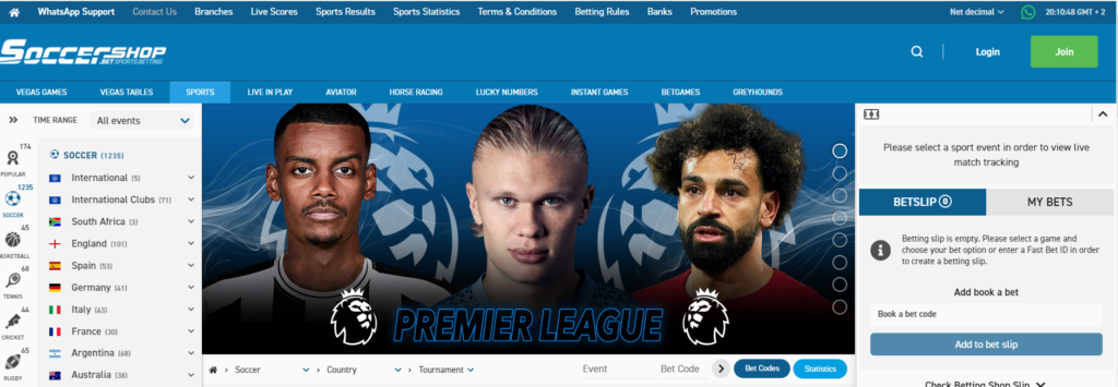 Soccershop.bet Home Page with Sign Up bonus