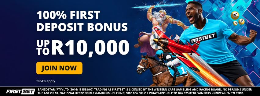 FirstBet Welcome Offer R10,000 Bonus or 100 Free Spins After Registration