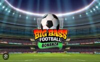 Logo for Big Bassn Football Bonanza featuring a soccer ball above a stadium backdrop.