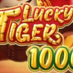 Promo graphic for the game 'Lucky Tiger' showing a bold '1000' in green and yellow on a warm orange background.