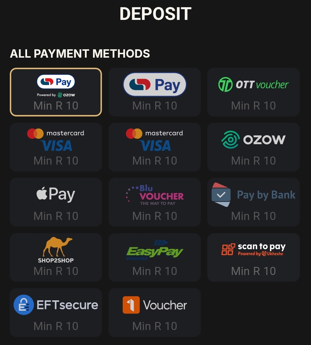 Pantherbet withdrawal methods for South African players