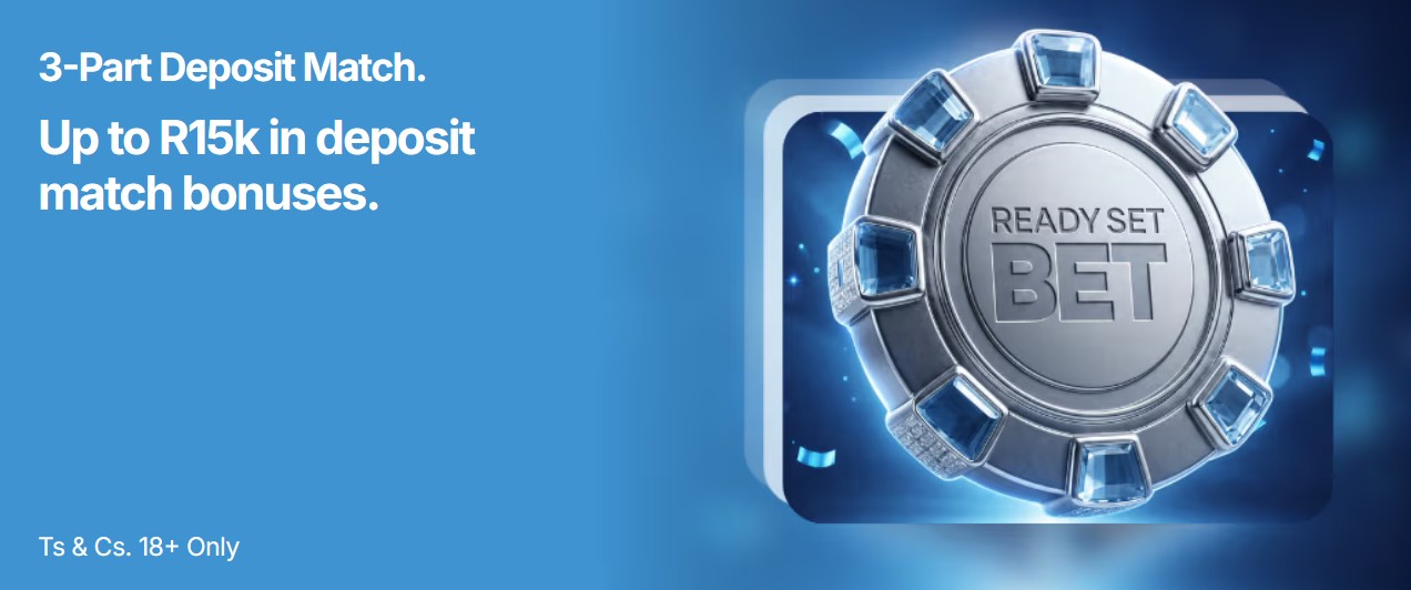 ReadySetBet 75 percent welcome deposit match up to R5000 bonus