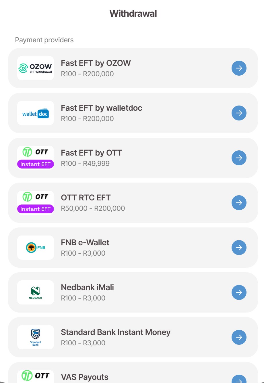 ReadySetBet withdrawal options cashier, formerly SoccerShop South Africa
